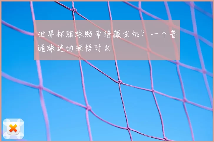 世界杯赌球赔率暗藏玄机？一个普通球迷的顿悟时刻