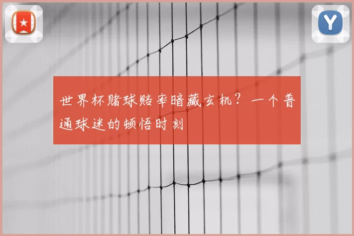 世界杯赌球赔率暗藏玄机？一个普通球迷的顿悟时刻